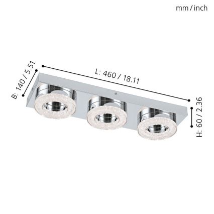 Eglo - LED Kristall Deckenleuchte 3xLED/4W/230V