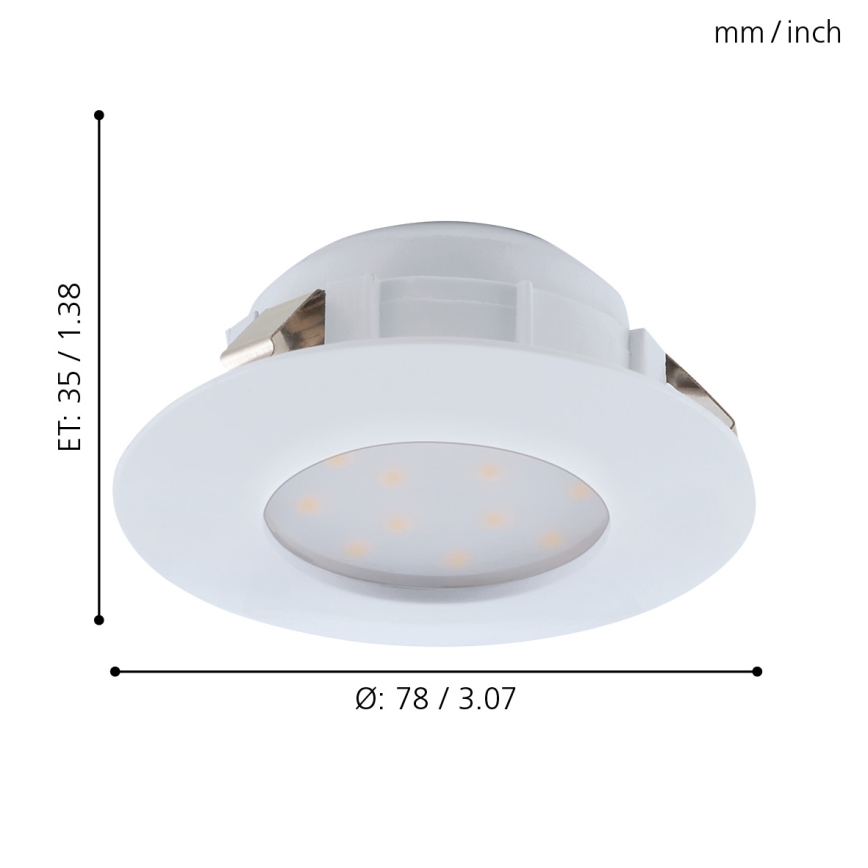 Eglo - 3er-Set LED-Badezimmer-Einbauleuchte PINEDA LED/4,9W/230V IP44