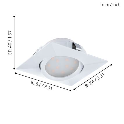 Eglo - SET 3x LED-Einbauleuchten PINEDA LED/4,9W/230V