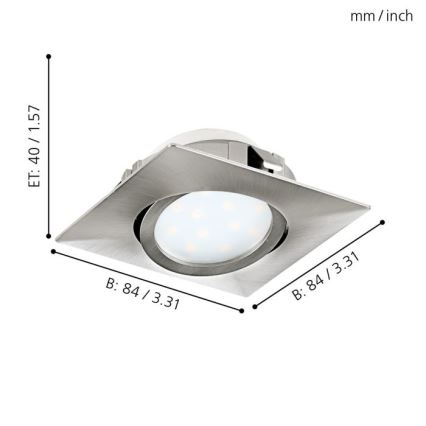Eglo - SET 3x LED Einbauleuchte PINEDA 1xLED/4,9W/230V