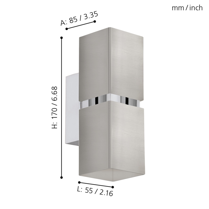 Eglo 96264 - LED-Wandleuchte PASSA 2xGU10/2,8W/230V eckig