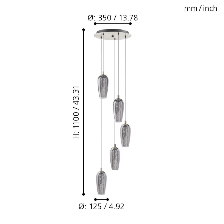 Eglo 96345 - LED Kronleuchter auf der Litze FARSALA 5xG9/2,5W/230V