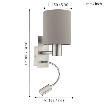 Eglo - LED Flexibles Leuchtmittel 1xE27/40W+LED/3,8W Taupe
