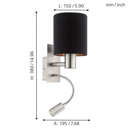 Eglo - LED Flexibles Leuchtmittel 1xE27/40W+LED/3,8W schwarz