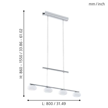 Eglo - Dimmbare LED-Hängeleuchte an Schnur 4xLED/4,5W/230V