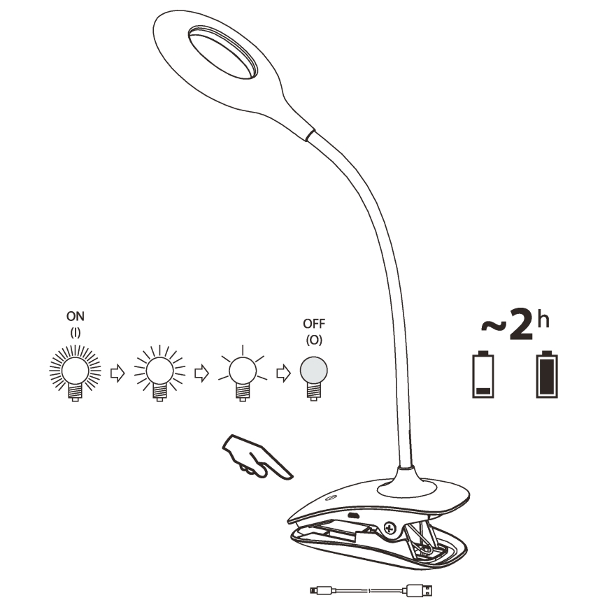 Eglo – dimmbare LED-Klemmleuchte LED/3W/5V 500 mAh weiß