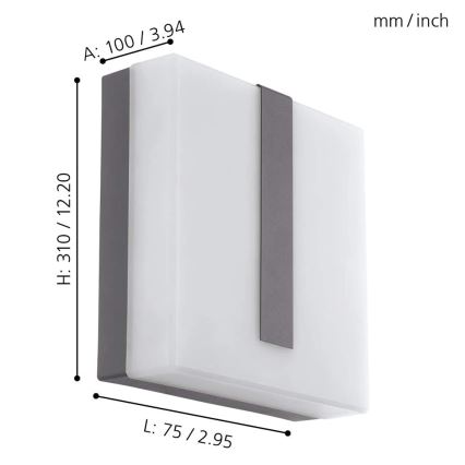 Eglo - LED dimmbare Außenwandleuchte TORAZZA-C LED/14W/230V