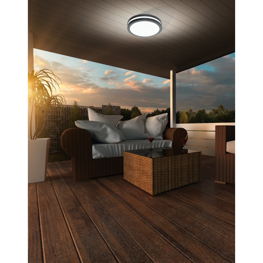 Eglo - LED dimmbares Badezimmer-Deckenleuchte LOCANA-C LED/14W/230V Bluetooth IP44 Anthrazit
