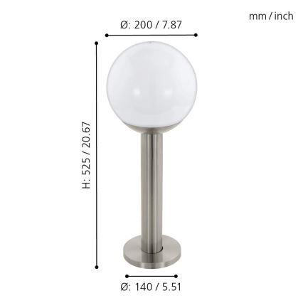 Eglo 97248 - LED-dimmbare Außenleuchte NISIA-C 1xE27/9W/230V 525 mm IP44