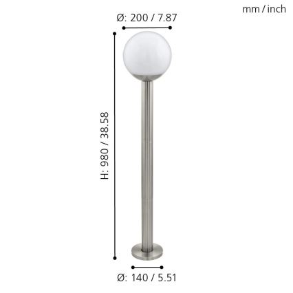 Eglo - Dimmbare LED-Außenleuchte NISIA-C 1xE27/9W/230V 980 mm IP44