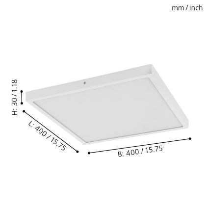 Eglo - LED Deckenleuchte 1xLED/25W/230V weiß quadrat 2500 lm