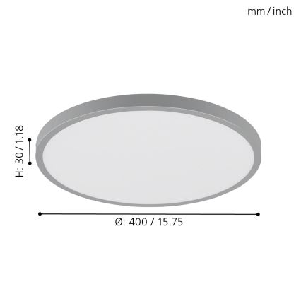 Eglo - LED Deckenleuchte 1xLED/25W/230V silber rund 4000K