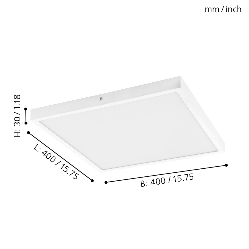Eglo - LED-Deckenleuchte 1xLED/25W/230V weiß, quadratisch, 4000K, 40x40 cm