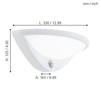 Eglo 97311 - BELCREDA LED-Außenleuchte mit Sensor, 9,3 W, 230 V, IP44