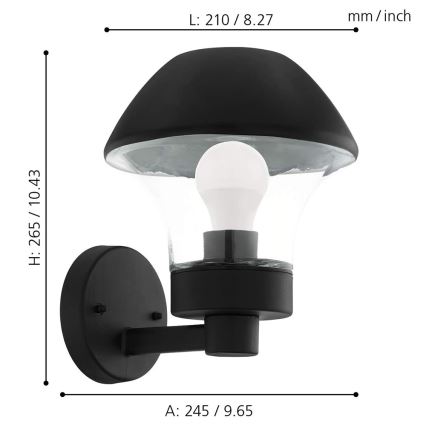 Eglo 97446 - LED dimmbare Außenleuchte VERLUCCA-C 1xE27/9W/230V IP44 Bluetooth