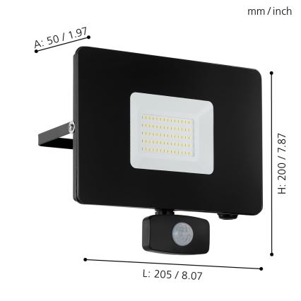 Eglo - LED Reflektor mit Sensor LED/50W/230V IP44