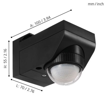 Eglo - Außen-Bewegungsmelder 12 m schwarz IP44