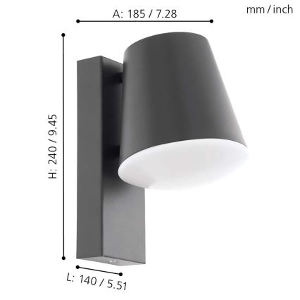 Eglo 97482 - LED-dimmbare Außenwandleuchte CALDIERO-C 1xE27/9W/230V IP44