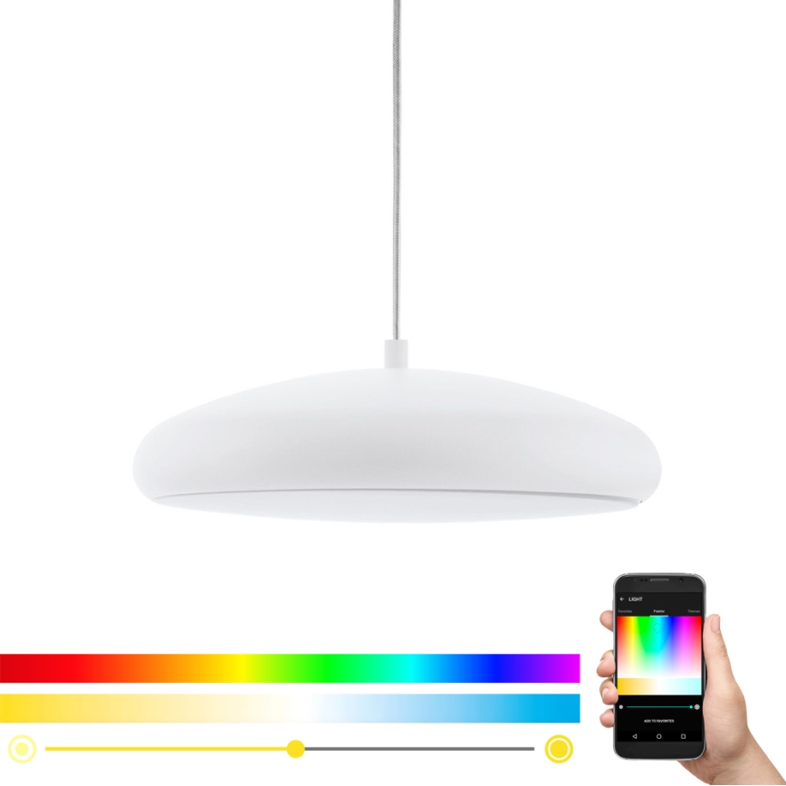 Eglo 98046 - LED RGB, dimmbare Hängeleuchte mit Seilaufhängung RIODEVA-C LED/27W/230V