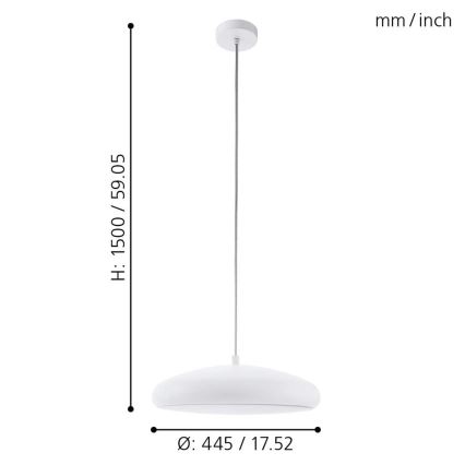 Eglo 98046 - LED RGB, dimmbare Hängeleuchte mit Seilaufhängung RIODEVA-C LED/27W/230V