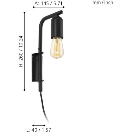 Eglo 98064 - Wandbeleuchtung ADRI 1xE27/60W/230V