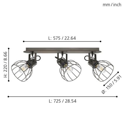 Eglo 98136 - Spotlight SAMBATELLO 3xE27/40W/230V