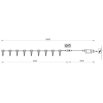 Eglo - Dekorative LED-Outdoor-Kette 9xLED 10m IP65 warmweiβ