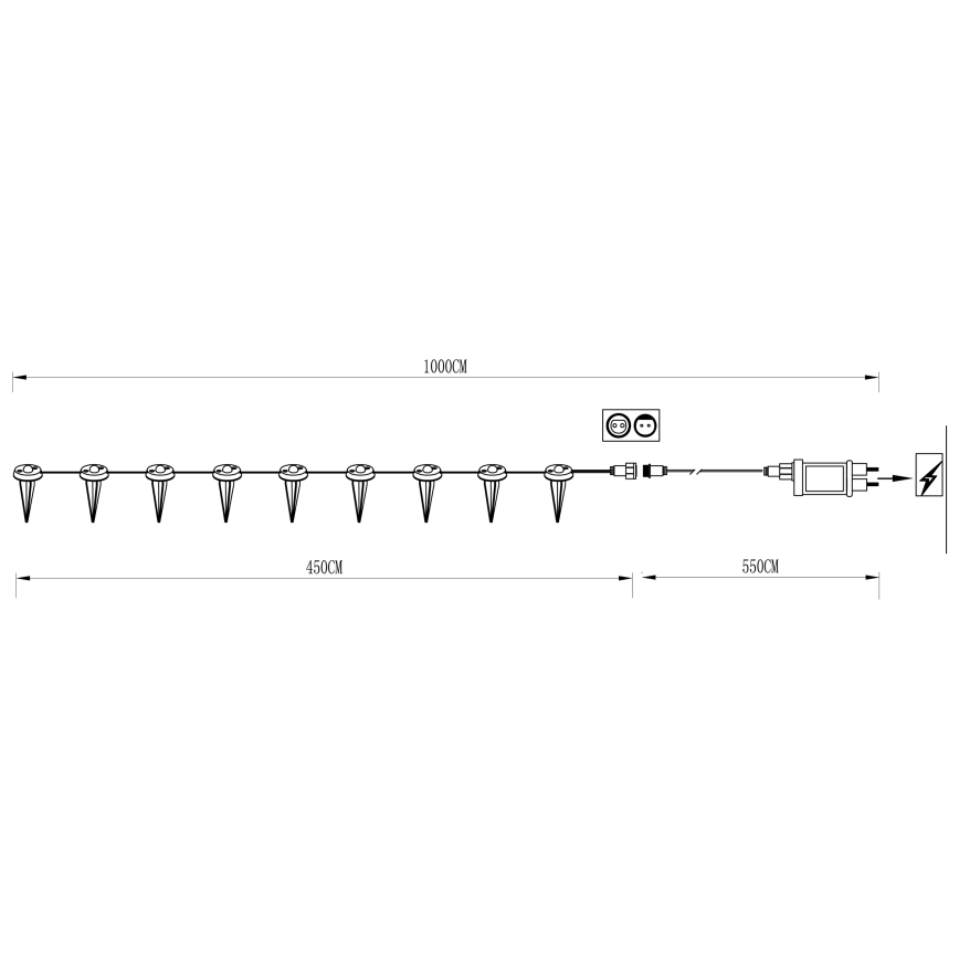 Eglo - Dekorative LED-Outdoor-Kette 9xLED 10m IP65 warmweiβ