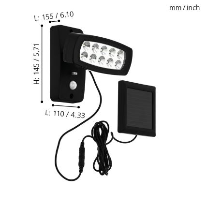 Eglo - LED-Solar-Wandleuchte mit Sensor LED/1,2V IP44