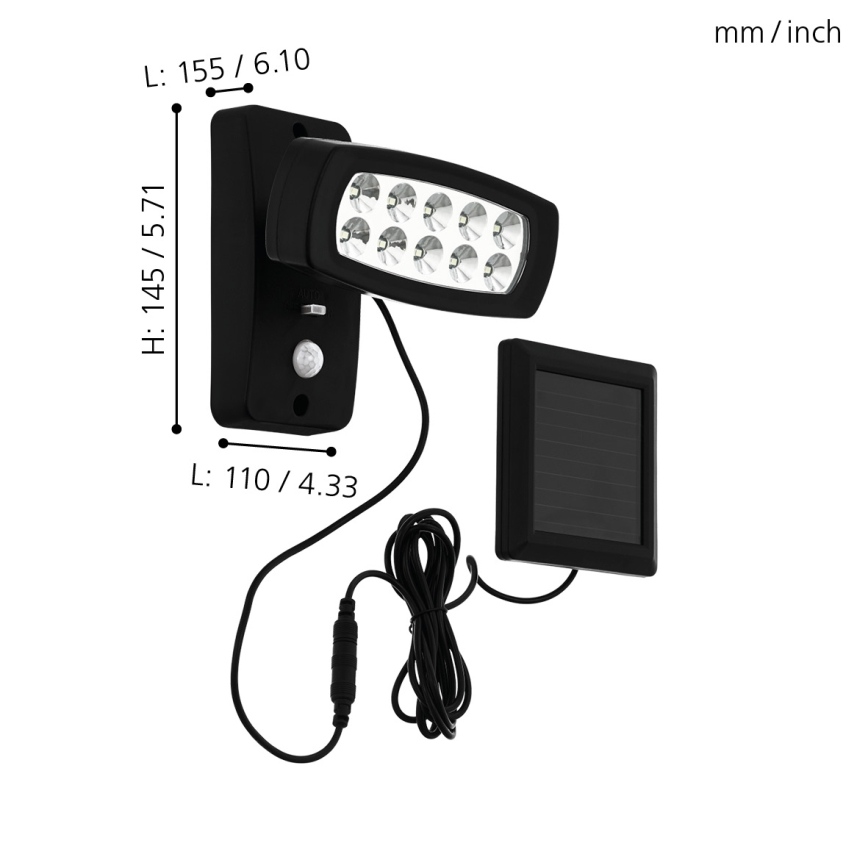 Eglo - LED Solar Wandleuchte mit Sensor LED/1,2V 600 mAh IP44