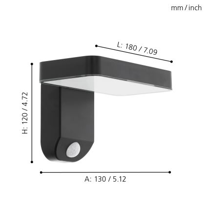 Eglo - LED Solar Wandleuchte mit Sensor LED/4,5W/3,7V 2200 mAh IP44