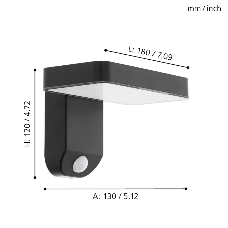 Eglo - LED Solar Wandleuchte mit Sensor LED/4,5W/3,7V 2200 mAh IP44