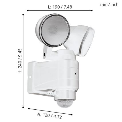 Eglo - LED-Außenleuchte mit Sensor 2xLED/4W/4xLR14 IP44