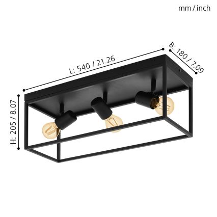 Eglo - Deckenleuchte 3xE27/40W/230V