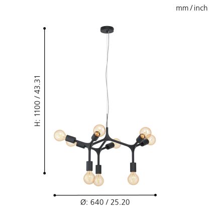 Eglo - Hängeleuchte 9xE27/60W/230V
