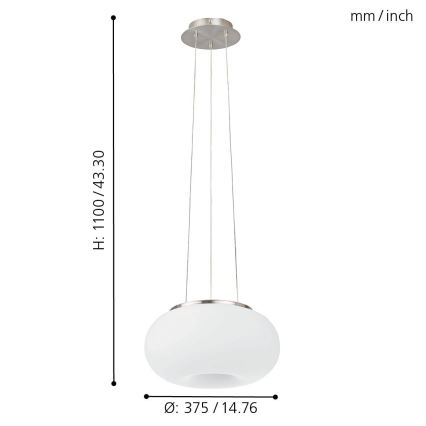 Eglo - LED RGB dimmbare Hängeleuchte an Seil OPTICA-C LED/21W/230V Ø 37,5 cm