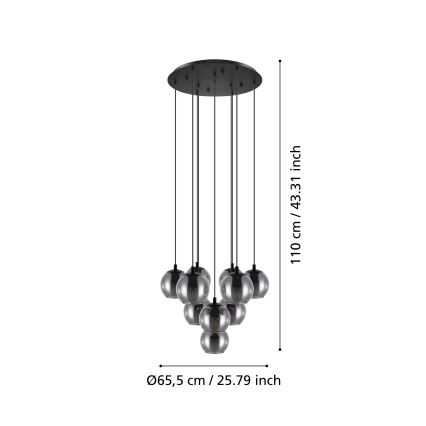 Eglo - Pendelleuchte an Stahlseil 10xE27/40W/230V schwarz/glänzender Chrom