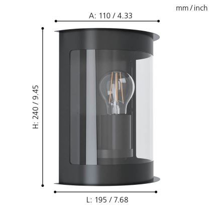 Eglo - Außenwandbeleuchtung 1xE27/28W/230V IP44