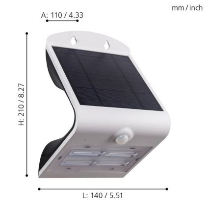Eglo - Solarleuchte mit Sensor LED/3,2W/3,7V 2000 mAh IP54