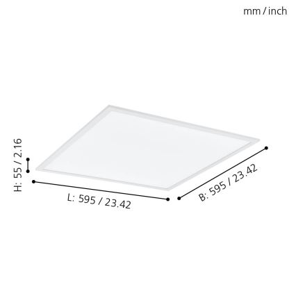 Eglo - Dimmbare RGBW-Deckenleuchte LED/32,5W/230V 2700-6500K 60x60 cm + Fernbedienung