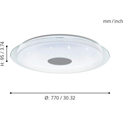 Eglo - Dimmbare LED RGB Deckenleuchte LANCIANO-C LED/53W/230V + Fernbedienung