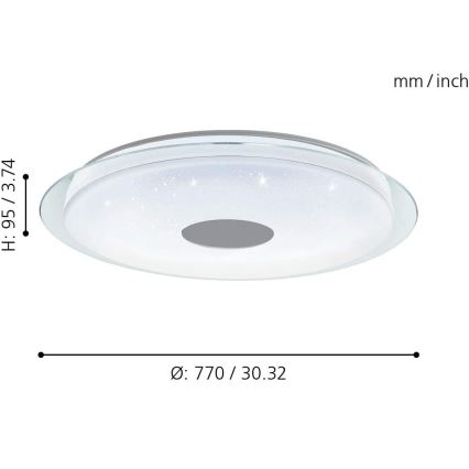 Eglo - LED RGB dimmbare Deckenleuchte LANCIANO-C LED/53W/230V + Fernbedienung