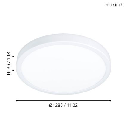 Eglo - LED-Badezimmer-Deckenleuchte LED/20W/230V IP44 Ø 28,5 cm