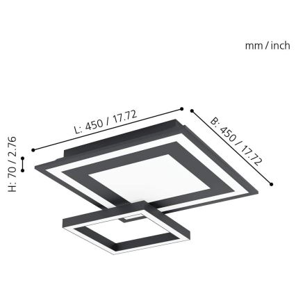 Eglo - LED RGB Deckenleuchte SAVATAEILA-C LED/20W/230V + FB