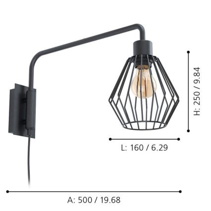 Eglo 99349 - Wandleuchte TABILLANO 1xE27/40W/230V