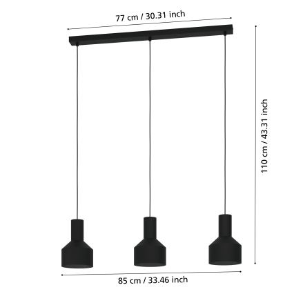 Eglo - Kronleuchter an einer Schnur 3xE27/40W/230V