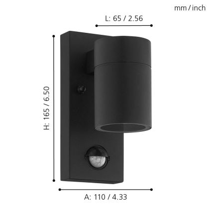 Eglo - LED-Außenwandleuchte mit Sensor 1xGU10/3W/230V IP44