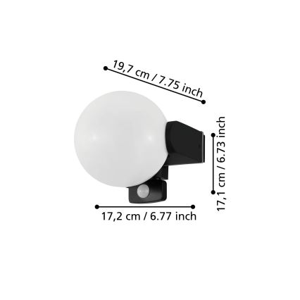 Eglo 99573 - Außenwandleuchte mit Sensor RUBIO 1xE27/15W/230V IP44