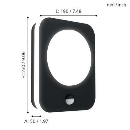 Eglo - LED-Außenwandleuchte mit Sensor LED/9W/230V IP44