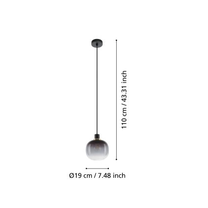 Eglo - Hängeleuchte 1xE27/40W/230V grau